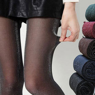 Free shipping streamer colorful silveryarn pantyhose stovepipe silver stockings female socks autumn and winter Leggings