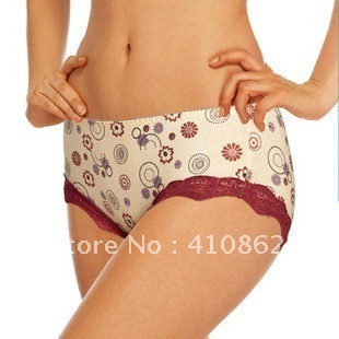 free shipping stretch cotton women's trigonometric panties lace decoration 100% cotton panty