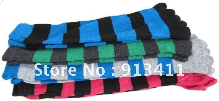 Free shipping! Striped five fingers women's socks short tube socks