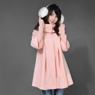 Free Shipping  student women's medium-long woolen overcoat large lapel thickening slanting stripe outerwear  V3418
