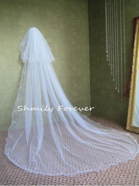 Free Shipping! Stunning! 2 Tiers 120" Cathedral Length Wedding Veil