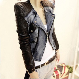 Free Shipping Style Women Rivet Locomotive leather jacket Casual coat Slim jeans leather coat ! Black,M,L