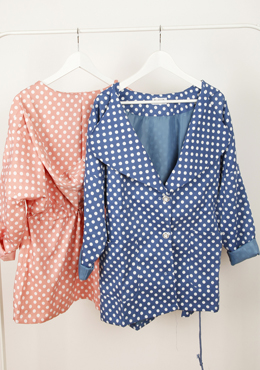 FREE SHIPPING Styleby pink polka dot drawstring hat turn-down collar trench
