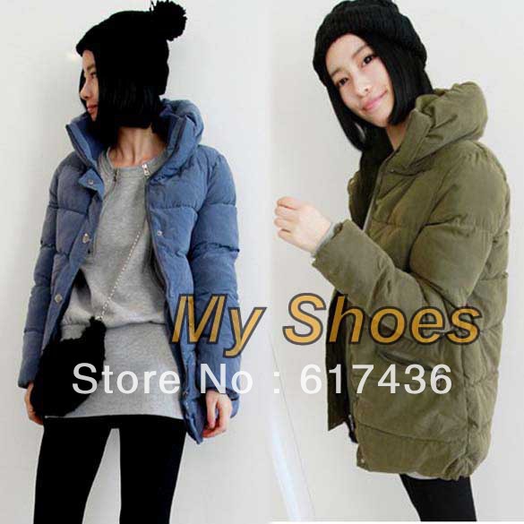 Free Shipping Stylish Korean Women's Full Zip Winter Warm Thicken Long wadded Down Jacket Coat Outwear M,L 7988