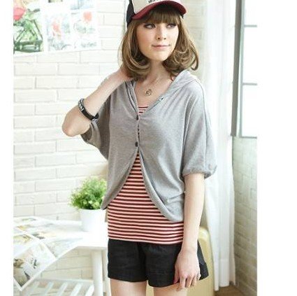 Free shipping Stylish Pure Color Turn-up Button Short Pants Black/Deep Grey/Light GreyQM12091413/QM12091413-2