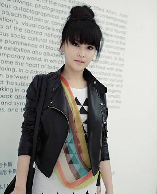 Free Shipping Stylish Women Slim Short Coat Korean Locomotive Leather Jacket PU Leather Coat ! Black,S,M,L