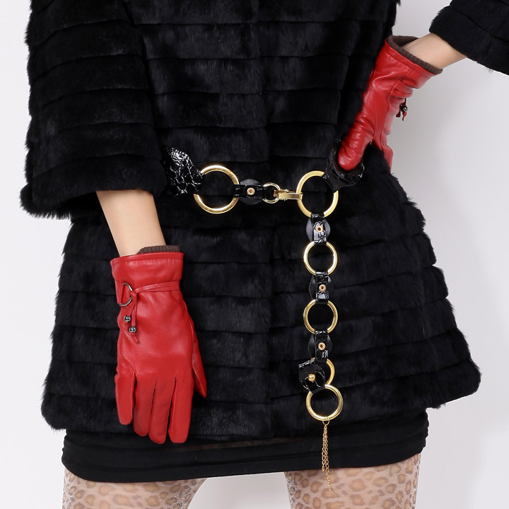 Free Shipping,Suede tassel women's genuine leather gloves thick cashmere yarn