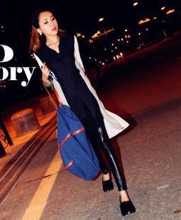 Free shipping Sugar sugar 2012 autumn women's fashion slim patchwork leather trousers legging female