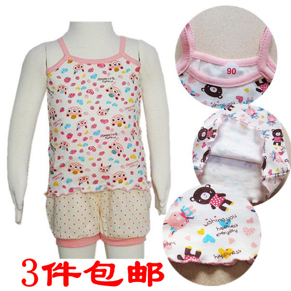 free shipping Summer 100% cotton100% child spaghetti strap top spaghetti strap vest  girl's underwaer vest