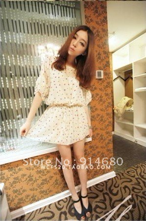 Free shipping ,Summer 2012 new floral chiffon elegant dress ,two colors free size