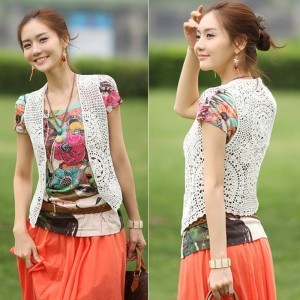 Free shipping Summer all-match fashion shrug cutout crochet vest sweater w055