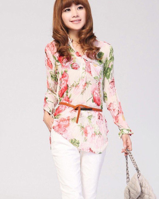 Free shipping! Summer blouse, slimming floral shirt for women 3 colors