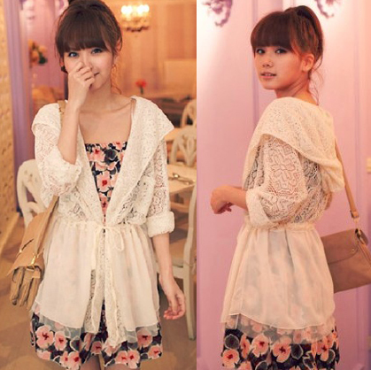 Free Shipping Summer chiffon gauze high waist lacing outerwear 6053 LDX