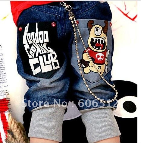 Free shipping Summer children cowboy pants in pants one-eyed cattle cowboy 5/7 minutes of pants to restore ancient ways