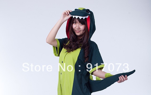 Free shipping summer costume 100% cotton one piece sleepwear short-sleeve  KIGURUMI dinosaur Animal Pyjamas Cosplay Pajamas