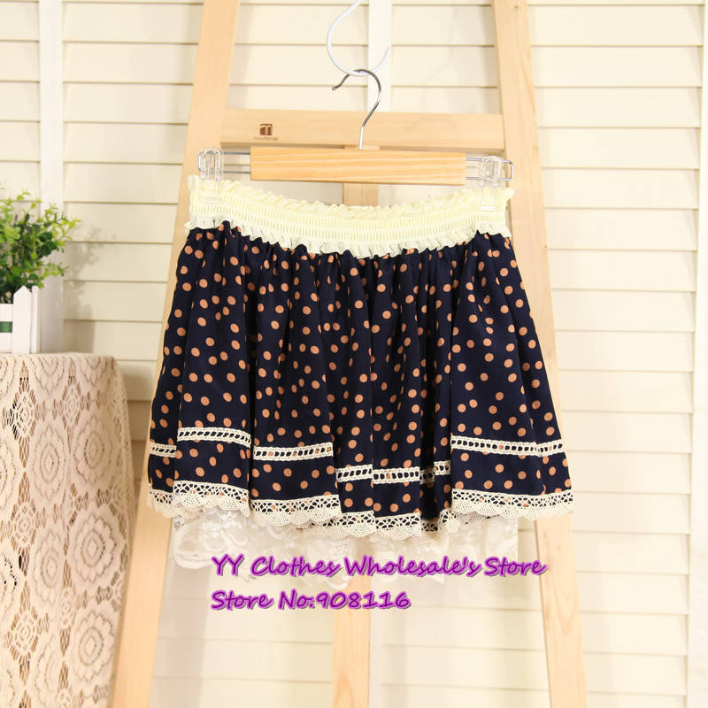 Free shipping,Summer dres new 2013 women casual dot chiffon lace skirts ,ladie dresses,1pcs/lot,X2982