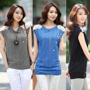 Free shipping Summer elegant loose medium-long lace pearl beading sweater z006