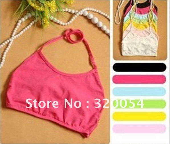 Free shipping/summer essential high-quality candy color back mesh short paragraph Halter wrapped chest/Size fits all/Cotton