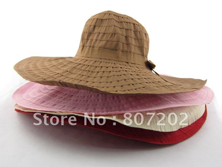 Free shipping Summer fashion women's with brimmed UV protection Foldable Wide Large Brim Floppy Summer Beach sun hat