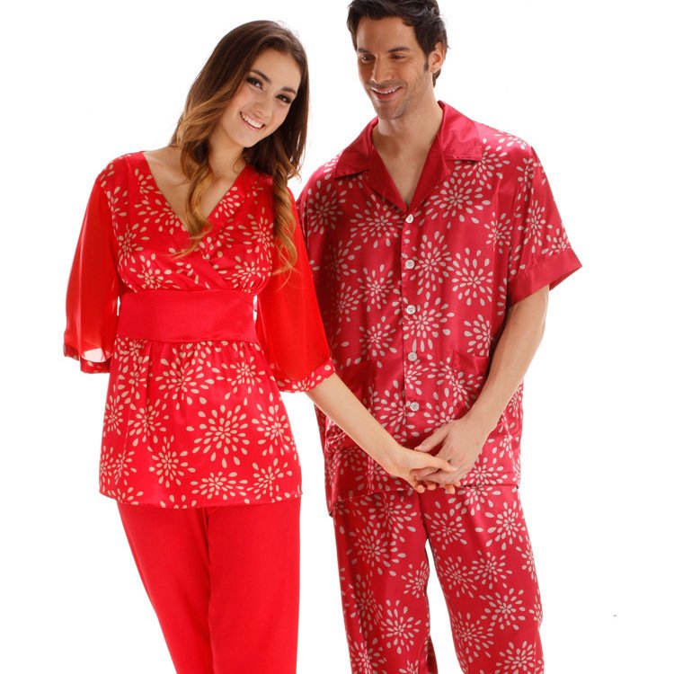 Free shipping Summer faux silk lovers sleepwear lounge set elegant women's underwear twinset 8008