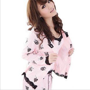 FREE SHIPPING,Summer female pajamas ,pajama set for Women /Lady,homewear,Flower,2 styles(thin and thick),drop shipping ,W144