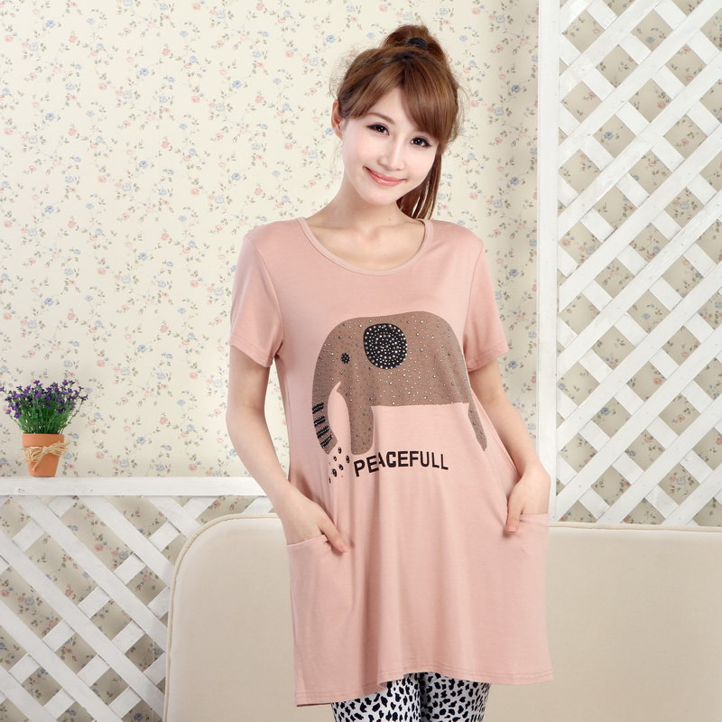 free shipping Summer maternity clothing maternity t-shirt loose short sleeve length plus size maternity clothing summer