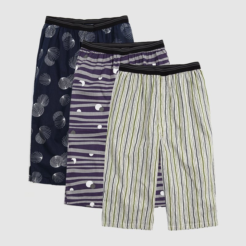 Free Shipping+ Summer medium-long lovers derlook 100% cotton beach pants seven pajama pants