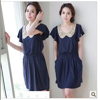 Free Shipping  Summer new fashion doll collar thin plus-size fat Big code MM Slim Dress Skirt