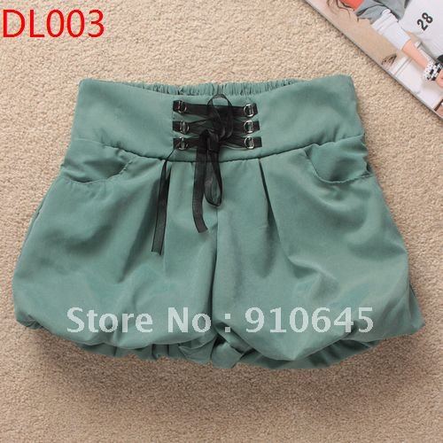 free shipping  summer new wild lady ribbon lantern shorts Ms candy colored waist beach shorts shorts average size 1pc