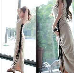 Free Shipping summer Sexy Slim Side drawstring vest women dress harness long ladies skirt Wholesale&Retail