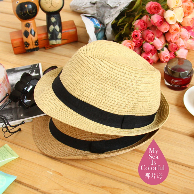 free shipping Summer small fedoras hat sun hat strawhat lovers cap beach cap summer hat summer beach casual cap