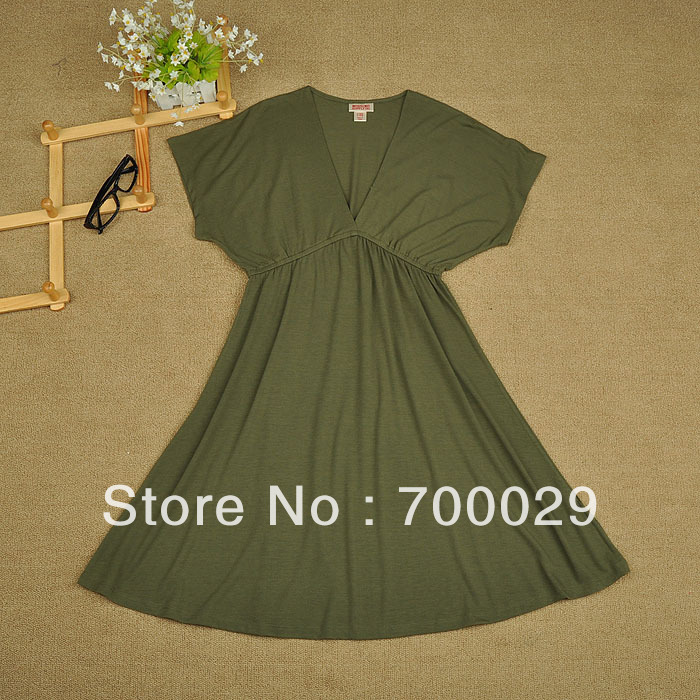 Free shipping! summer Women V-neck short-sleeve dress plus size 8-q002  tr1014