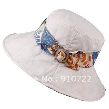 Free Shipping Sun hat textile Hat with Ajustable ring ladies' fashion hat cotton hat  20 pcs/lot