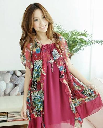 free shipping Sundress chiffon cardigan pregnant women T36 chiffon skirt sundress