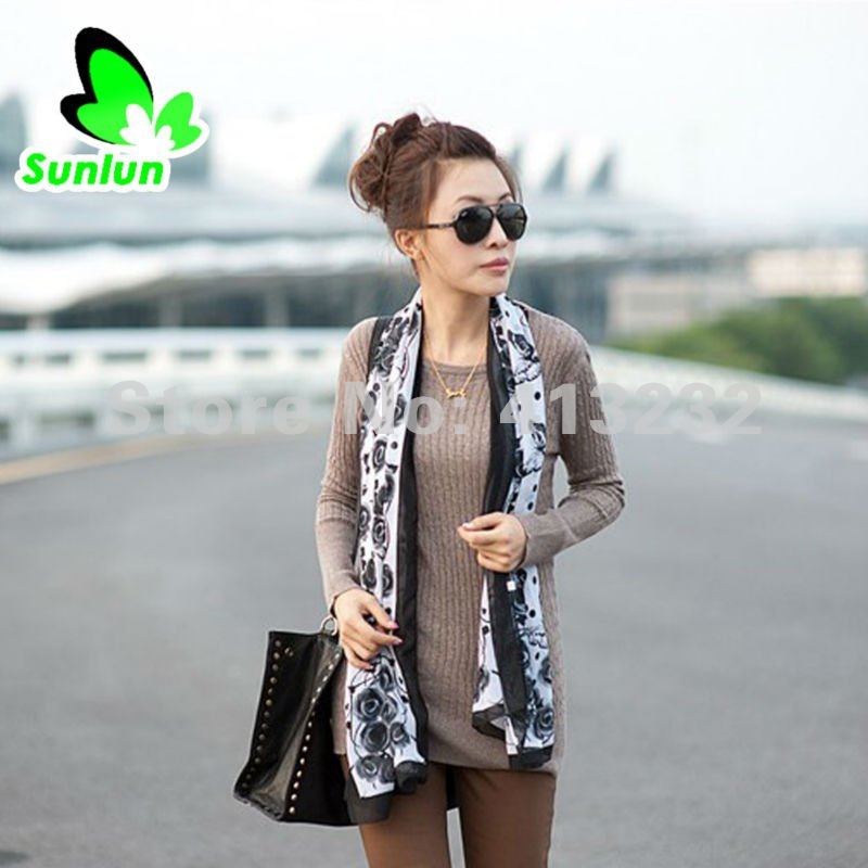 Free Shipping Sunlun Fantasy Zone Ladies' Fashion Round Neck Slim Bottoming Shirt Sweater Sweaters 2012 2012 New Arrival