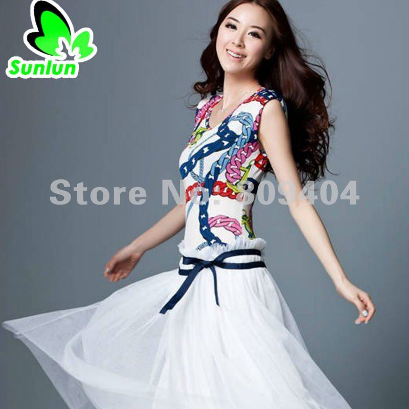 Free Shipping Sunlun Ladies' Retro Wind Dress Women's Summer Cool  Dress