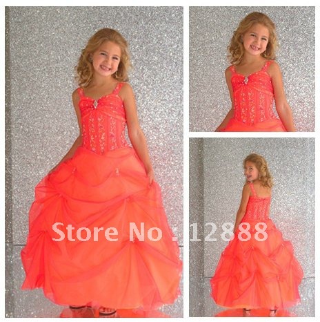 Free Shipping Super hot items Unexpensive Custom Made Ball Gown Flower Girl Dress
