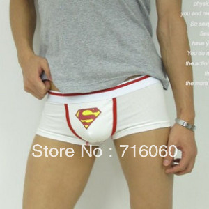 free shipping super man cartoon panties male panties 100% cotton 100% cotton trunk male panties
