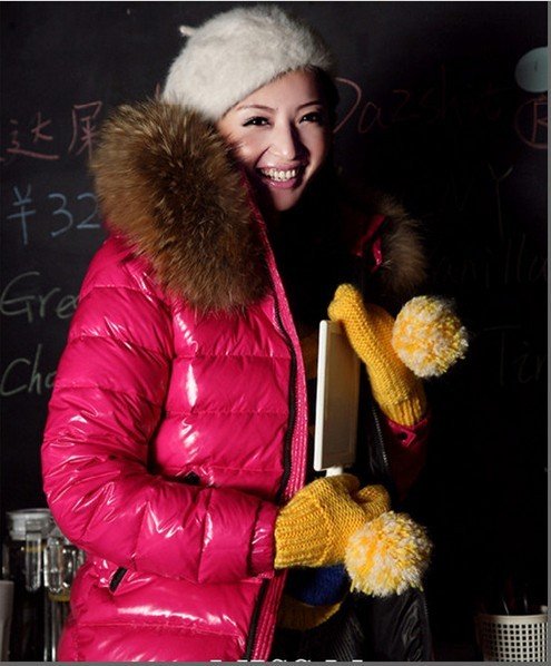 Free shipping Super raccoon collars cultivate one's morality thickening brief paragraph bright face down jacket