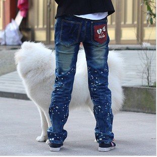 free shipping Supply new big boy foreign trade children's clothing the red twists and male / female Children denim trousers