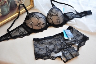 Free shipping! Sweet  lace sexy double push up women's bra underwear set