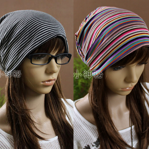 Free shipping Sweet stripe turban female hat maternity cap month of cap beach cap