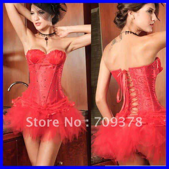 Free shipping Sweetheart Diamante Corset in Red Steel Bones Diamante crystals 2012 Sexy underwear Wholesale 10pcs/lot 5251