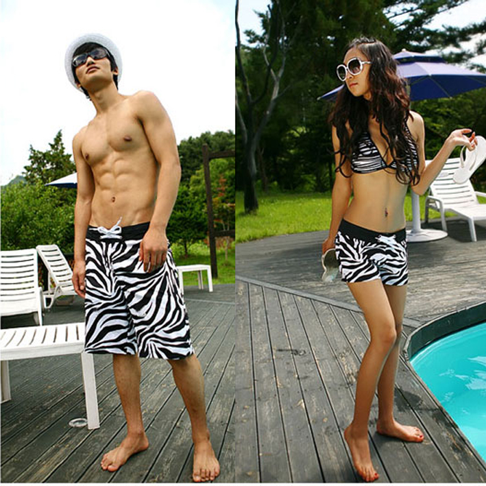 Free shipping Swimwear lovers beach pants lovers shorts zebra print beach pants casual shorts 2013 new arriving