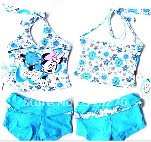 Free shipping swimwear suit +cap,Minnie Mouse baby bikini suit, Minnie Mouse kid swimwear,Minnie Mouse children swimming suit