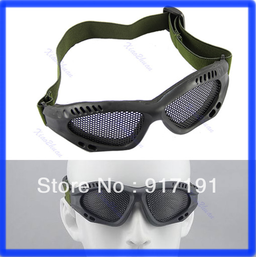 Free Shipping Tactical Goggles Outdoor Eye Protective With Metal Mesh for CS Game Airsoft Safety
