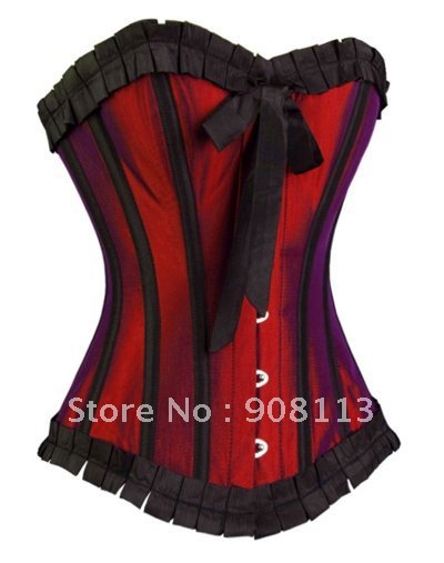 Free shipping!! Taffeta Overbust Corset body lift shaper Burgundy Sexy Lingerie wholesale retail