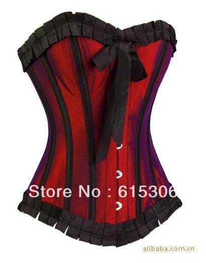 Free shipping Taffeta Overbust Women's Corset Sexy Lingerie 3 Colors wholesale & retail