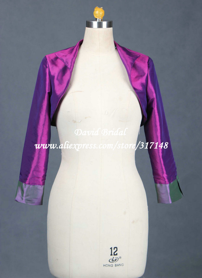 Free Shipping Taffeta Turndown Collar Women's Bolero Purple Long Sleeve Mother K1007