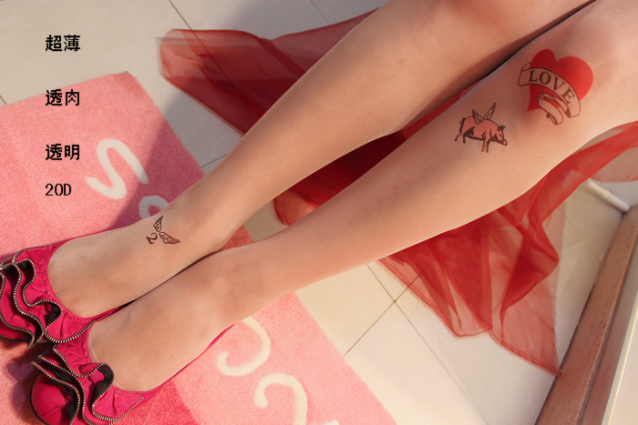 free shipping Tattoo stockings zipper HARAJUKU amo ultra-thin pantyhose - pigs